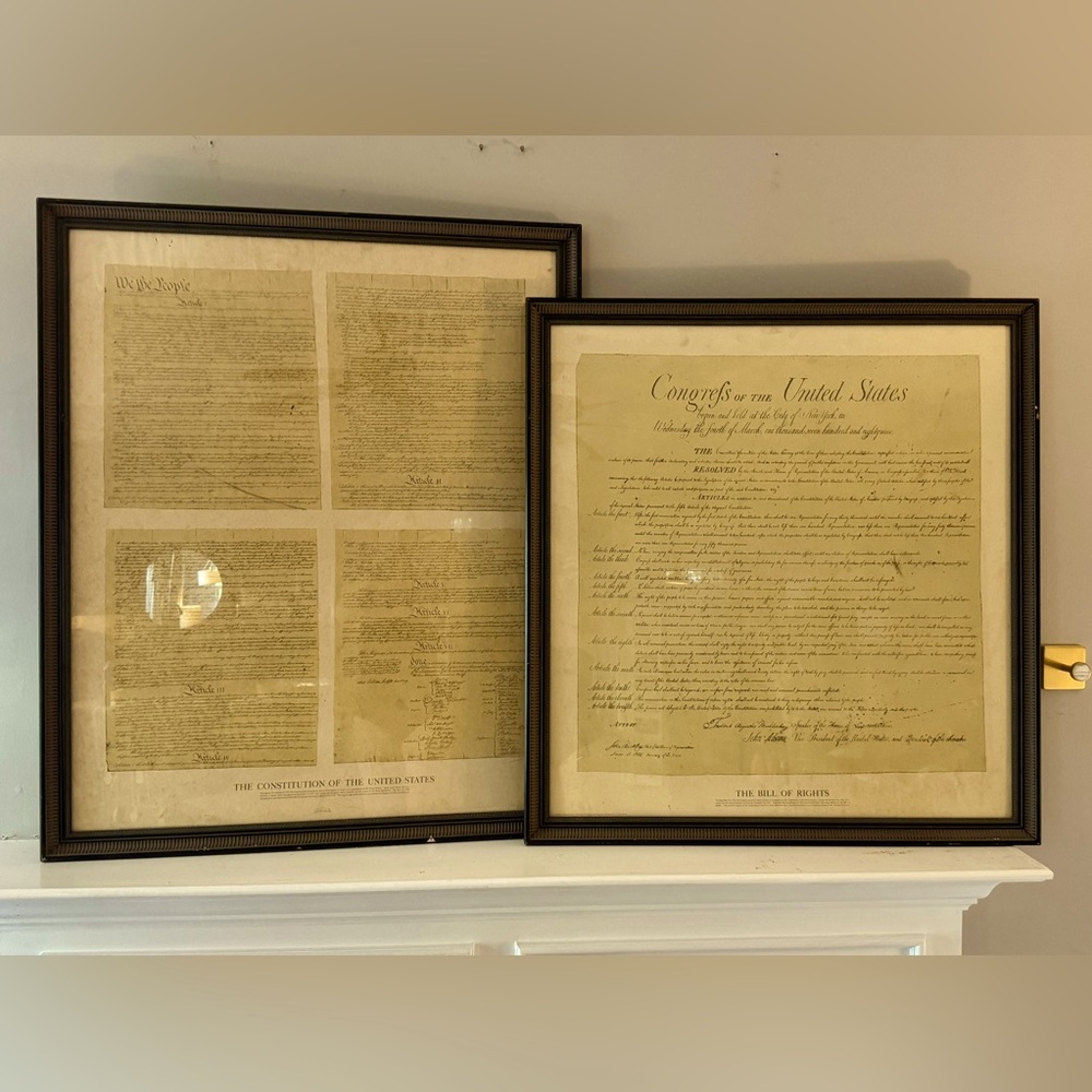 Large Framed Prints of US Constitution and Bill of Rights